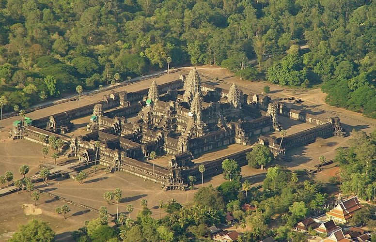 aerial view of Angkor Wat Temple