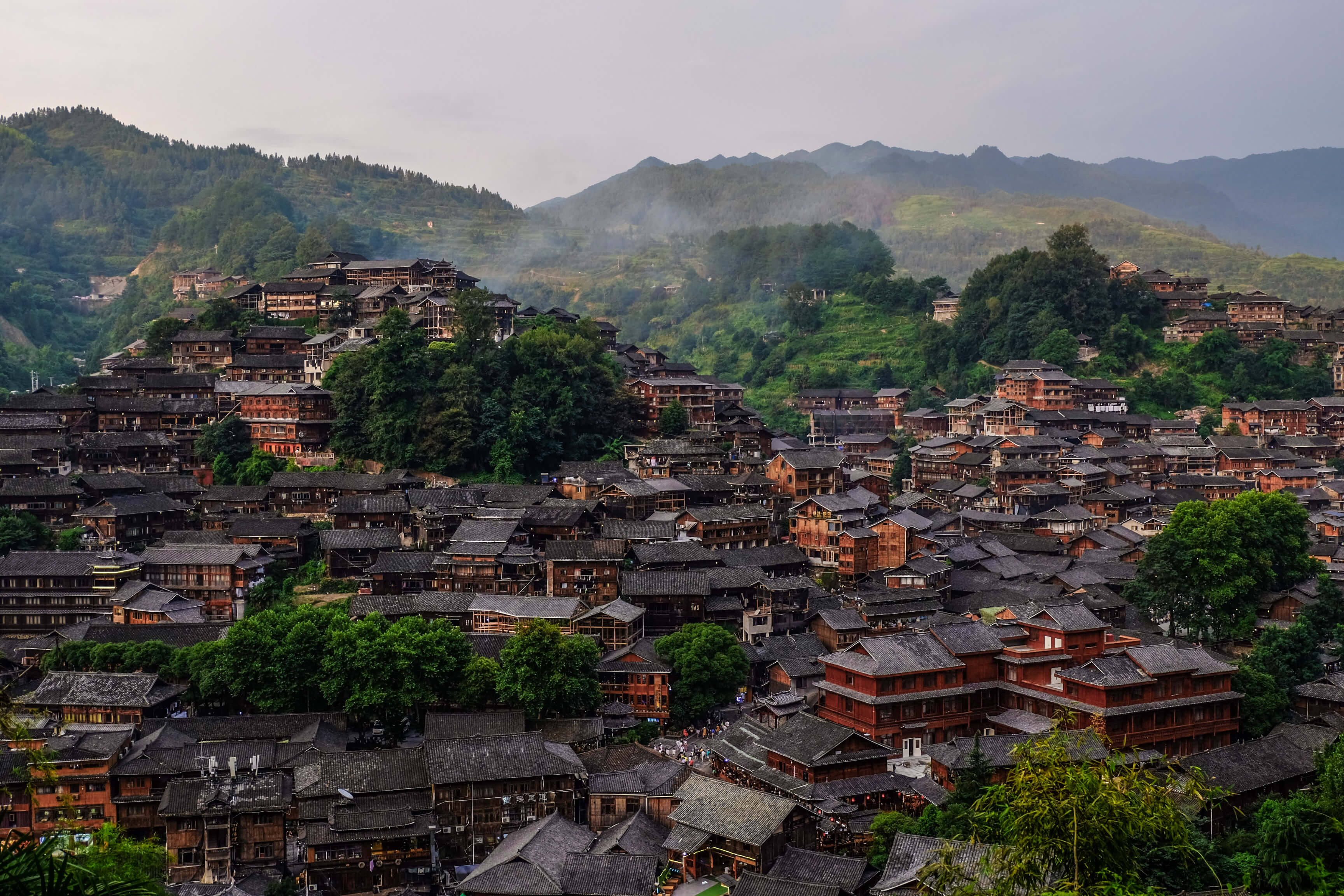 Xijiang Qianhu_Kaili_Guizhou_ Miao Ethnic Minority_Architecture on the road